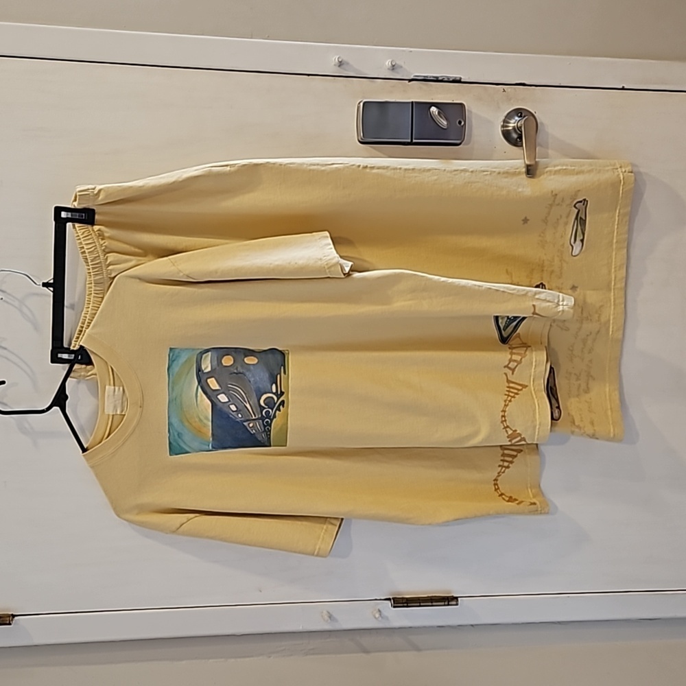 Blue Fish Clothing 2000 Vintage Yellow Train Plane TShirt Skirt Set sz 1 (10-16)